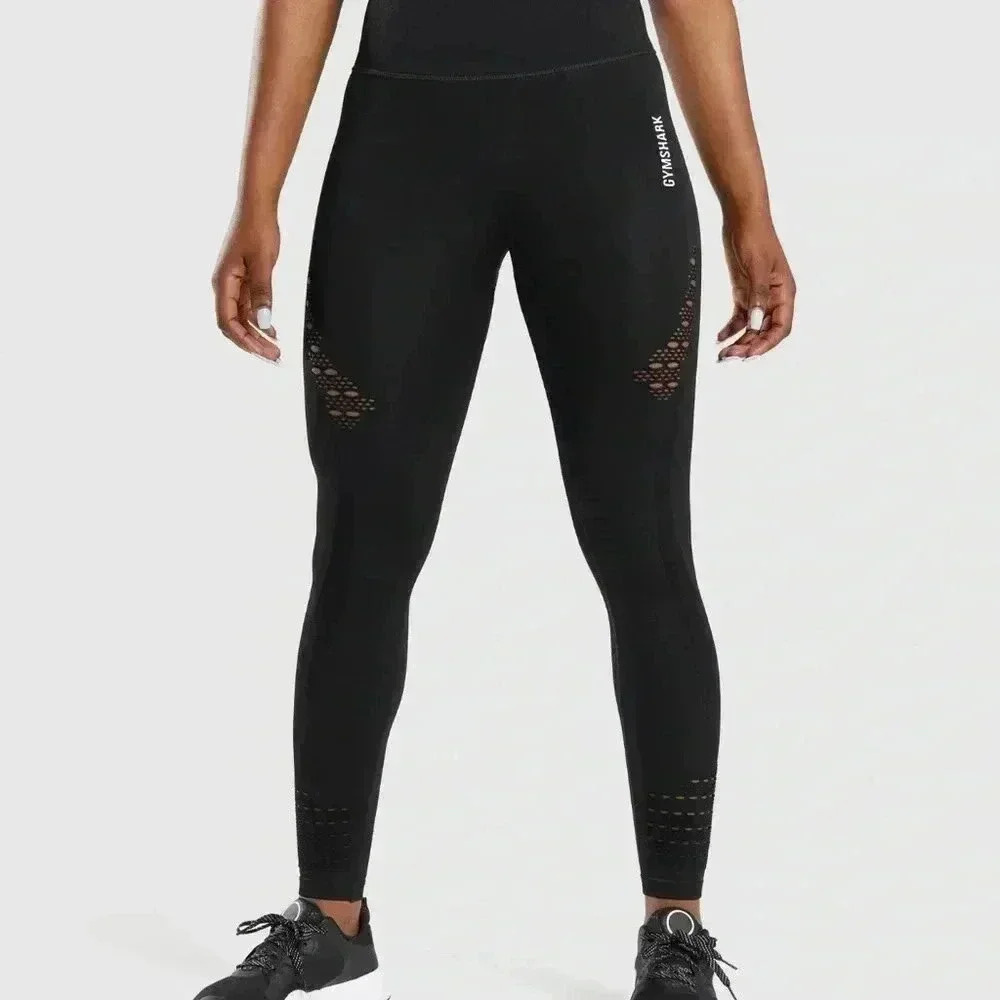Gymshark Women's Perforated Performance Seamless Leggings Black Size S
